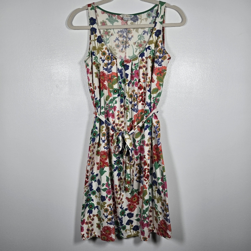 Boden Floral Midi Dress in Cream with Multicolor Flowers